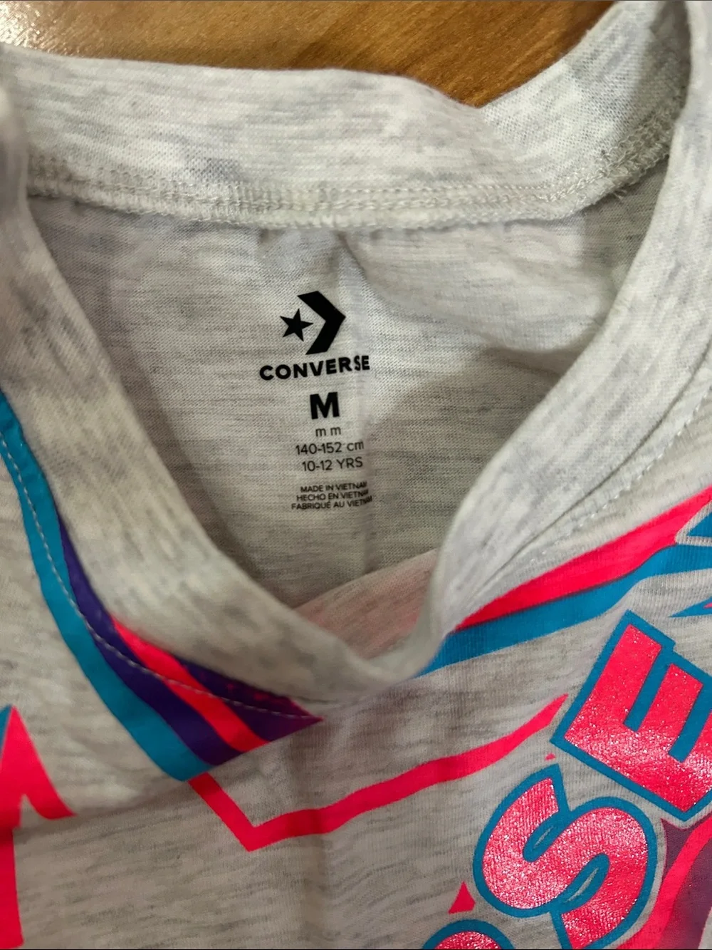 Converse Light Gray 10-12 Tank with Neon Pink and Cyan Star